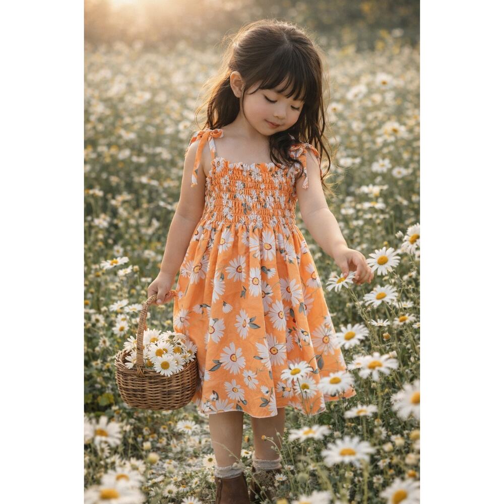 New Golden Daisies Flowy Smocked Midi Dress 4T/5T